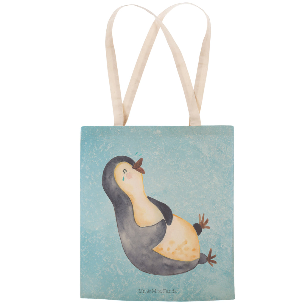 Einkaufstasche Pinguin lachend Tragetasche, Tasche, Beutel, Stofftasche, Baumwolltasche, Umhängetasche, Shopper, Pinguin, Pinguine, lustiger Spruch, Optimismus, Fröhlich, Lachen, Humor, Fröhlichkeit