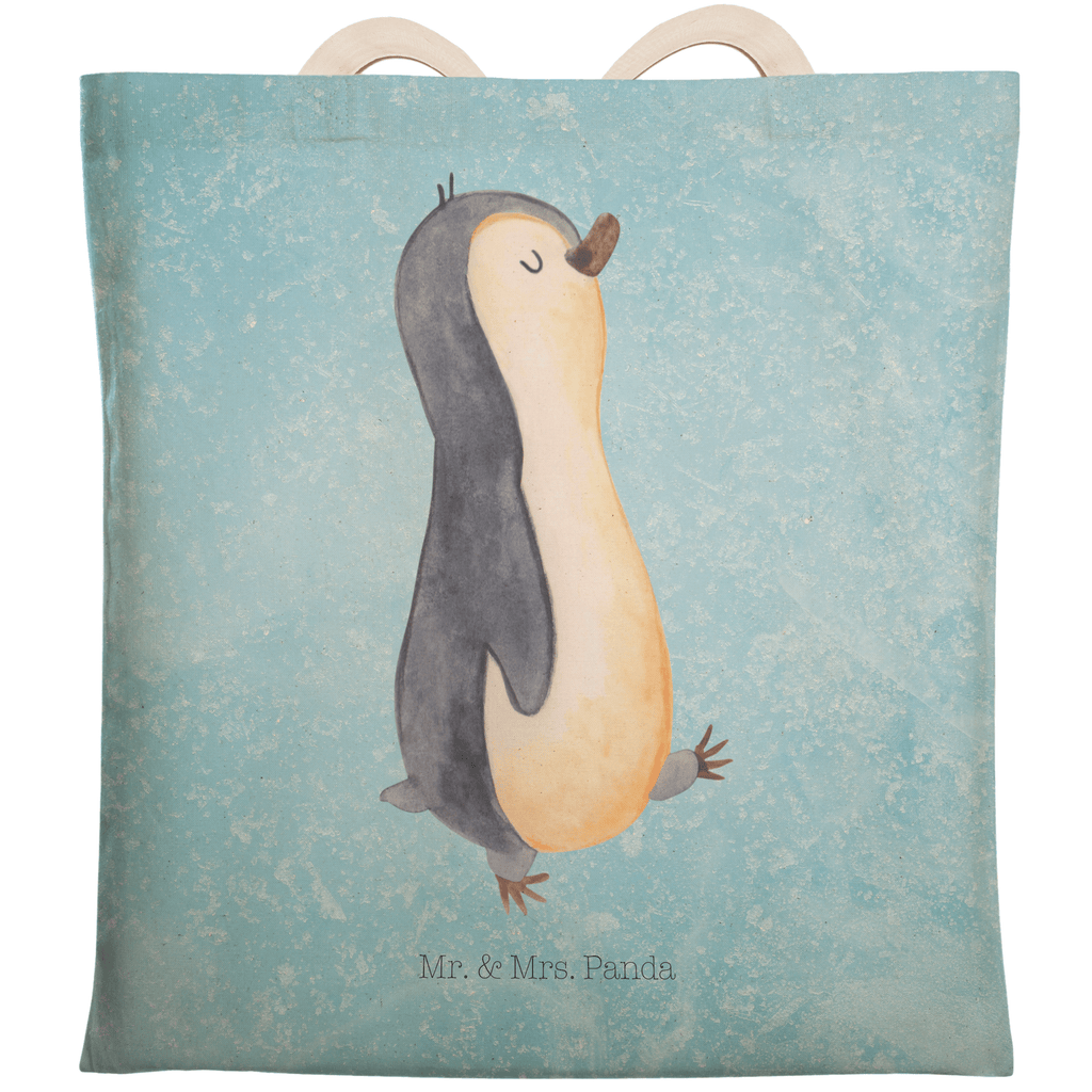 Einkaufstasche Pinguin marschierend Tragetasche, Tasche, Beutel, Stofftasche, Baumwolltasche, Umhängetasche, Shopper, Pinguin, Pinguine, Frühaufsteher, Langschläfer, Bruder, Schwester, Familie