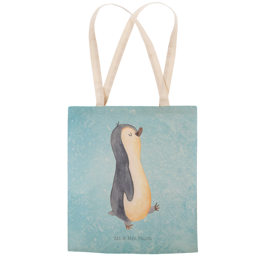 Einkaufstasche Pinguin marschierend Tragetasche, Tasche, Beutel, Stofftasche, Baumwolltasche, Umhängetasche, Shopper, Pinguin, Pinguine, Frühaufsteher, Langschläfer, Bruder, Schwester, Familie