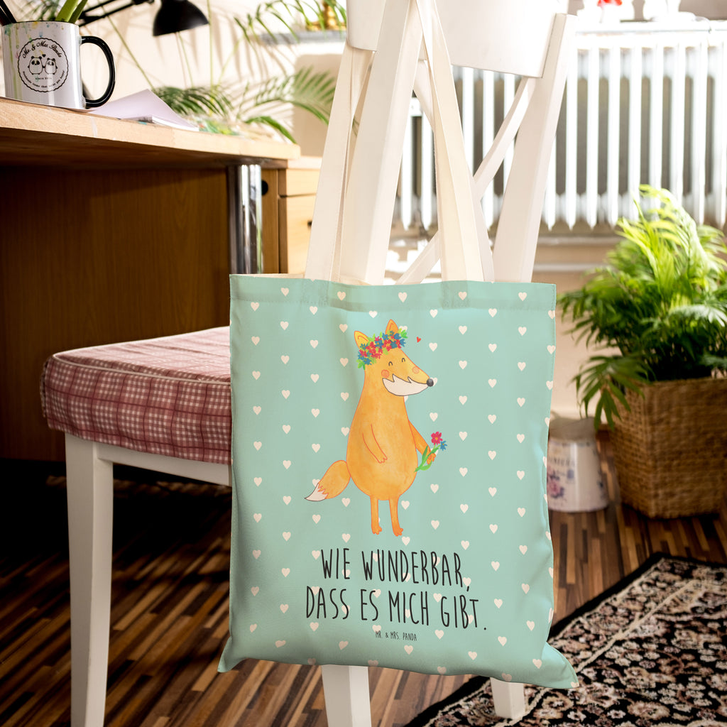 Einkaufstasche Fuchs Blumenliebe Tragetasche, Tasche, Beutel, Stofftasche, Baumwolltasche, Umhängetasche, Shopper, Fuchs, Füchse, Fox, Liebe, Freundin, Fuchsmädchen, Blumenmädchen, Freundinnen, Liebesbeweis, Blume, Blumen, Motivation, Freude, ich, mich, Selbstliebe