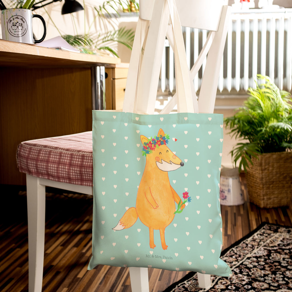 Einkaufstasche Fuchs Blumenliebe Tragetasche, Tasche, Beutel, Stofftasche, Baumwolltasche, Umhängetasche, Shopper, Fuchs, Füchse, Fox, Liebe, Freundin, Fuchsmädchen, Blumenmädchen, Freundinnen, Liebesbeweis, Blume, Blumen, Motivation, Freude, ich, mich, Selbstliebe