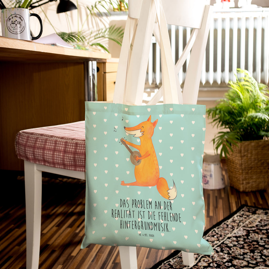 Einkaufstasche Fuchs Gitarre Tragetasche, Tasche, Beutel, Stofftasche, Baumwolltasche, Umhängetasche, Shopper, Fuchs, Füchse, Geschenk Musiker, Musik Spruch, Musikerin, Sänger, Sängerin, Gitarre