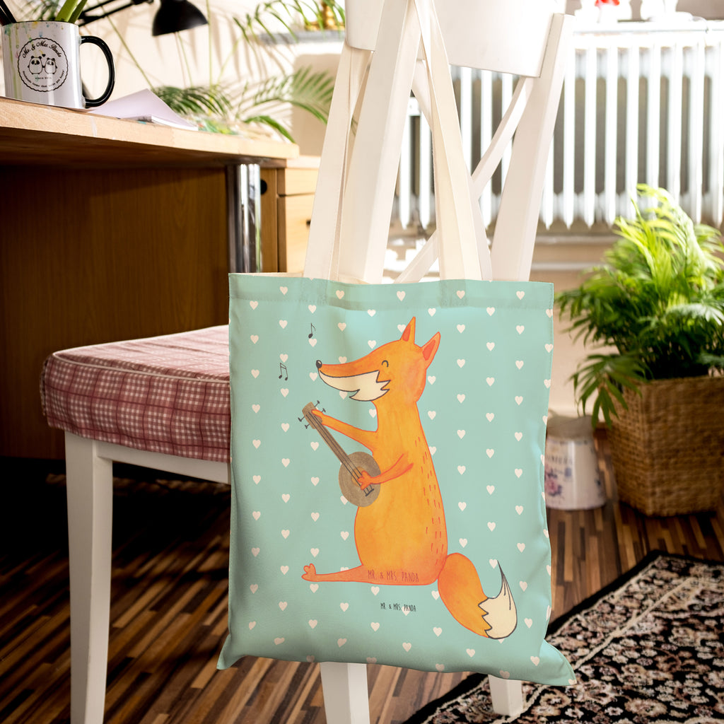 Einkaufstasche Fuchs Gitarre Tragetasche, Tasche, Beutel, Stofftasche, Baumwolltasche, Umhängetasche, Shopper, Fuchs, Füchse, Geschenk Musiker, Musik Spruch, Musikerin, Sänger, Sängerin, Gitarre