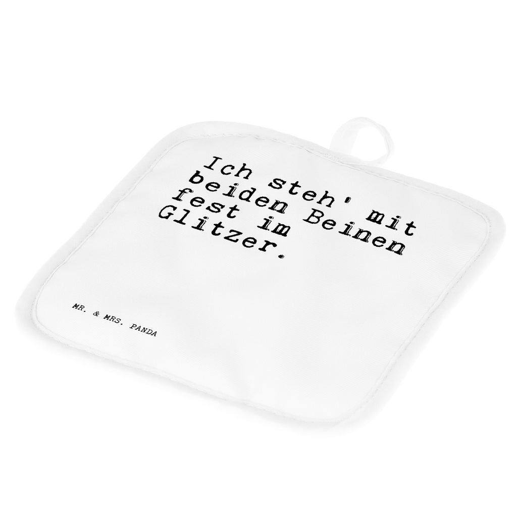 2er Set Topflappen  Sprüche und Zitate Ich steh' mit beiden Beinen fest im Glitzer. Topflappen, Topfuntersetzer, Ofenhandschuh, Topflappen Set, Topflappen lustig, Topflappen mit Spruch, Spruch, Sprüche, lustig, Weisheiten, Zitate, Spruch Sprüche Weisheiten Zitate Lustig Weisheit Worte
