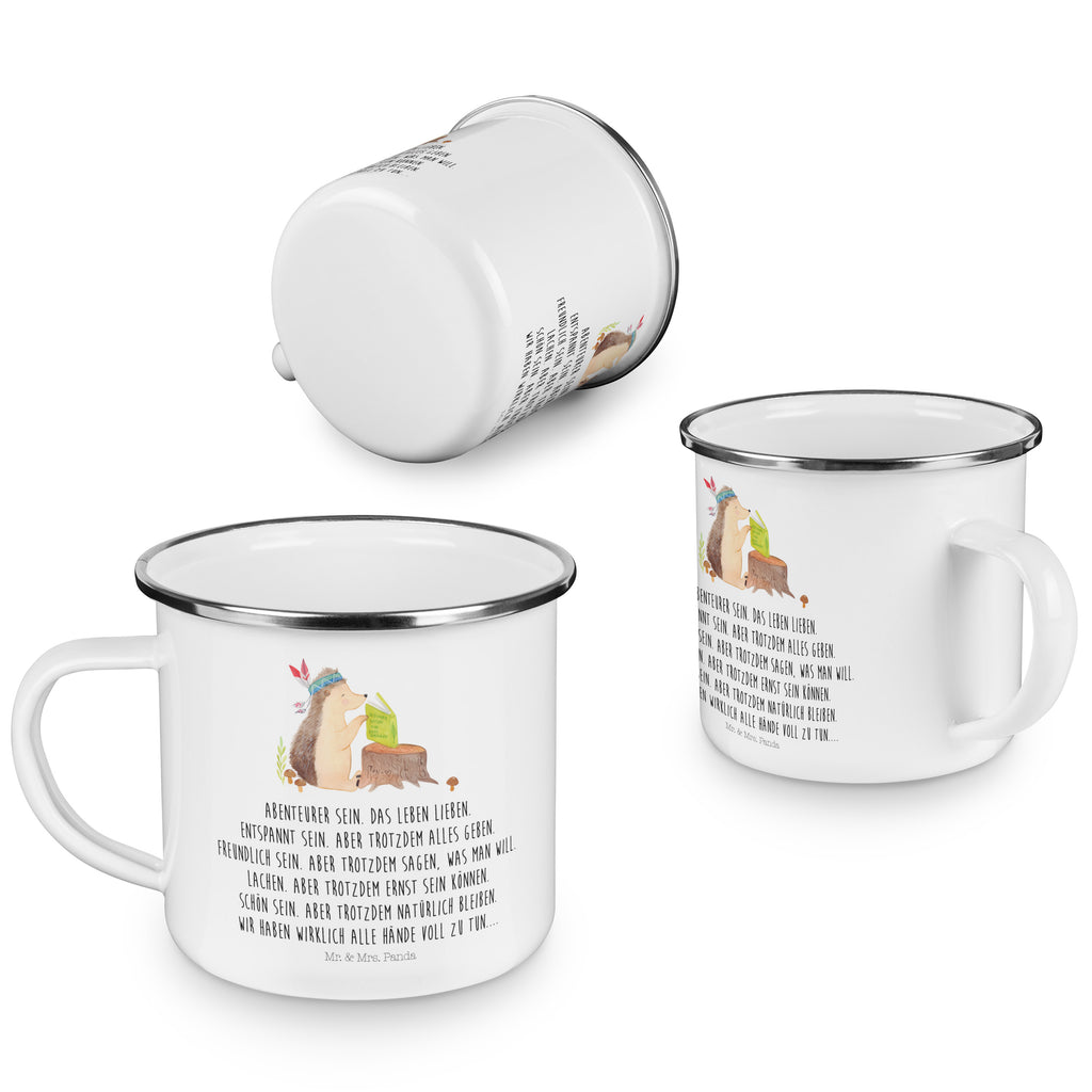 Camping Emaille Tasse Igel Indianer Campingtasse, Trinkbecher, Metalltasse, Outdoor Tasse, Emaille Trinkbecher, Blechtasse Outdoor, Emaille Campingbecher, Edelstahl Trinkbecher, Metalltasse für Camping, Kaffee Blechtasse, Camping Tasse Metall, Waldtiere, Tiere, Igel, Indianer, Abenteuer, Lagerfeuer, Camping