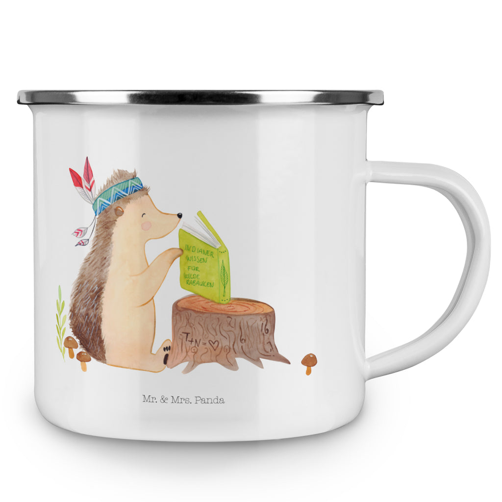 Camping Emaille Tasse Igel Indianer Campingtasse, Trinkbecher, Metalltasse, Outdoor Tasse, Emaille Trinkbecher, Blechtasse Outdoor, Emaille Campingbecher, Edelstahl Trinkbecher, Metalltasse für Camping, Kaffee Blechtasse, Camping Tasse Metall, Waldtiere, Tiere, Igel, Indianer, Abenteuer, Lagerfeuer, Camping