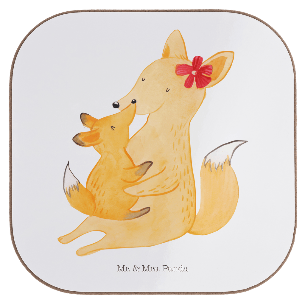 Quadratische Untersetzer Fuchs Mama & Kind Bierdeckel, Glasuntersetzer, Untersetzer Gläser, Getränkeuntersetzer, Familie, Vatertag, Muttertag, Bruder, Schwester, Mama, Papa, Oma, Opa, Mutter, Tochter, Lieblingstochter, Beste Tochter, Geschenk