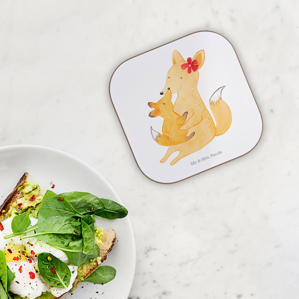 Quadratische Untersetzer Fuchs Mama & Kind Bierdeckel, Glasuntersetzer, Untersetzer Gläser, Getränkeuntersetzer, Familie, Vatertag, Muttertag, Bruder, Schwester, Mama, Papa, Oma, Opa, Mutter, Tochter, Lieblingstochter, Beste Tochter, Geschenk