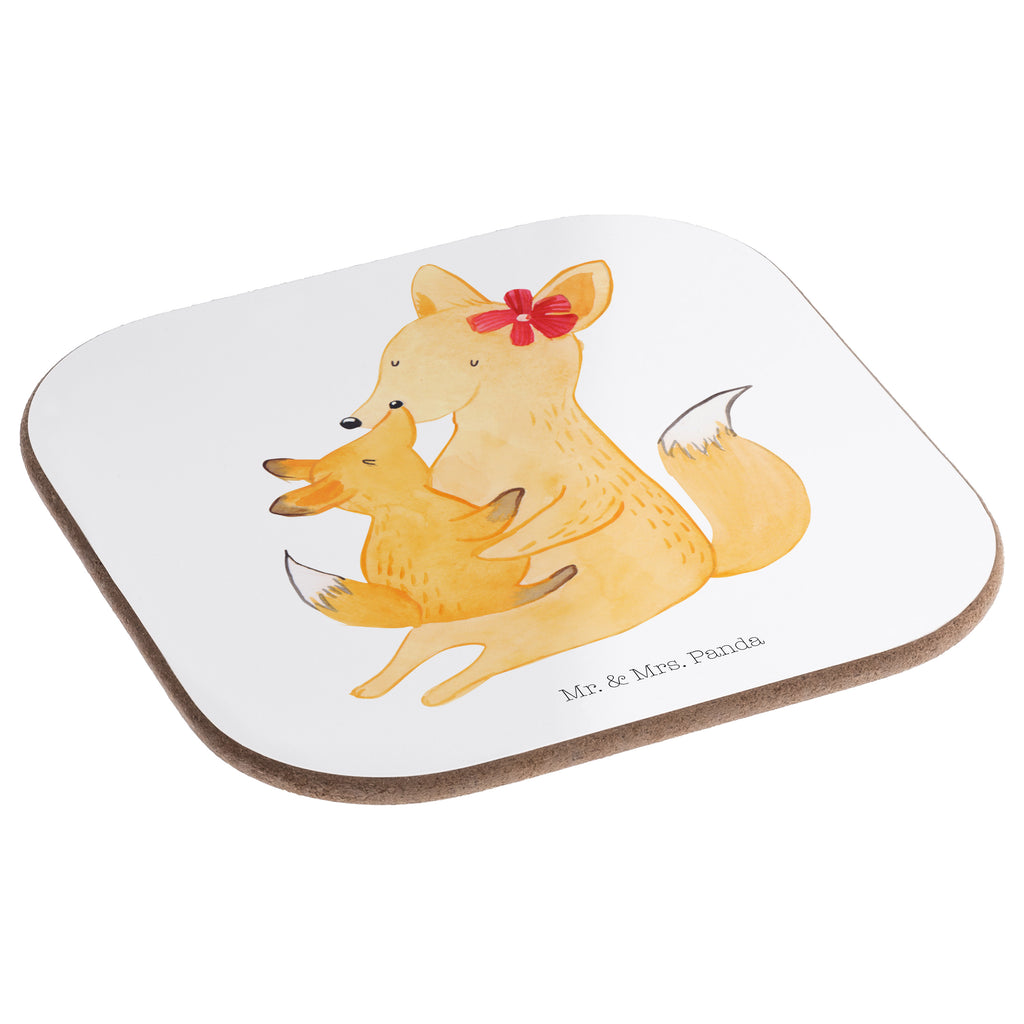 Quadratische Untersetzer Fuchs Mama & Kind Bierdeckel, Glasuntersetzer, Untersetzer Gläser, Getränkeuntersetzer, Familie, Vatertag, Muttertag, Bruder, Schwester, Mama, Papa, Oma, Opa, Mutter, Tochter, Lieblingstochter, Beste Tochter, Geschenk
