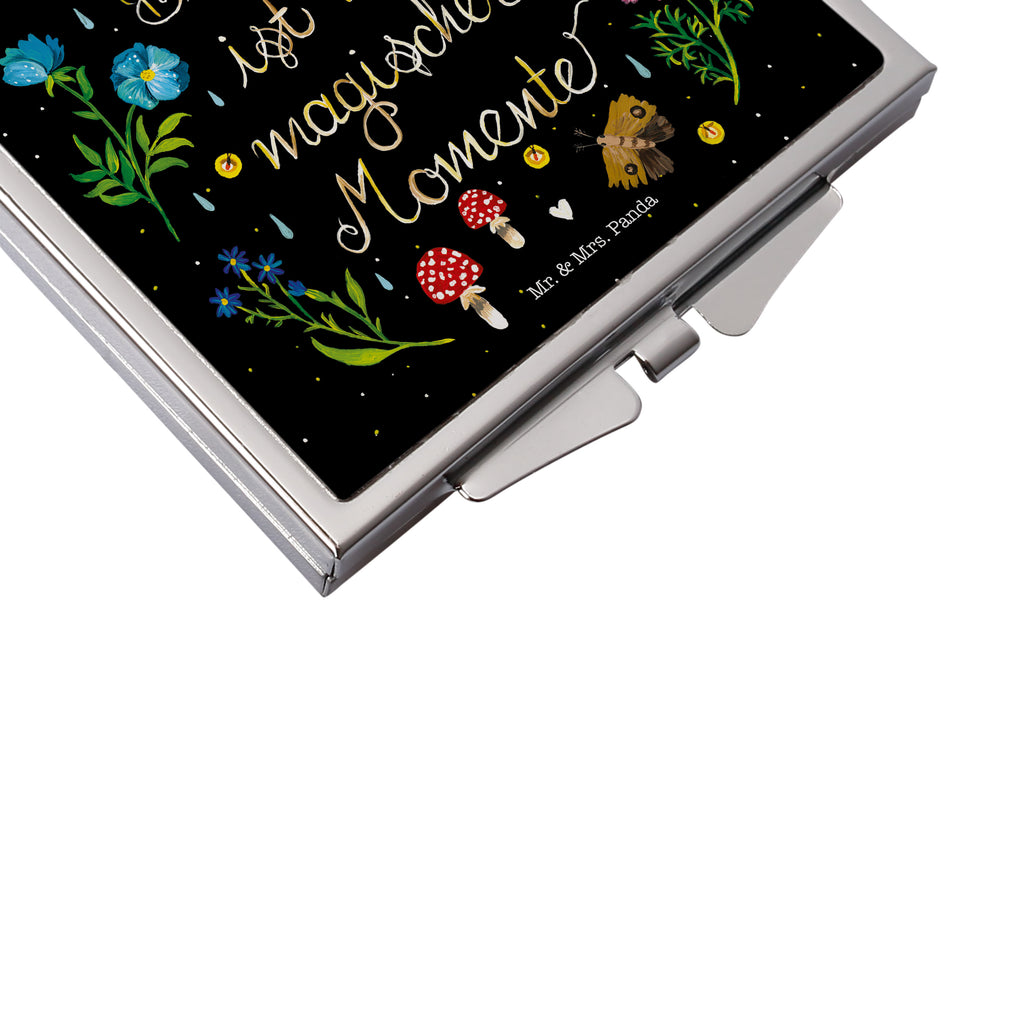 Handtaschenspiegel quadratisch Magische Welt Spiegel, Handtasche, Quadrat, silber, schminken, Schminkspiegel, Blumen Deko, Frühlings Deko, Sommer Deko, Dekoration, positive Botschaft, Naturliebhaber, Outdoor, Natur, Abenteuer, Magische Momente, Spruch schön, Spruch positiv, Motivation, schwarz, magisch, Blumen, Nacht, Weisheit