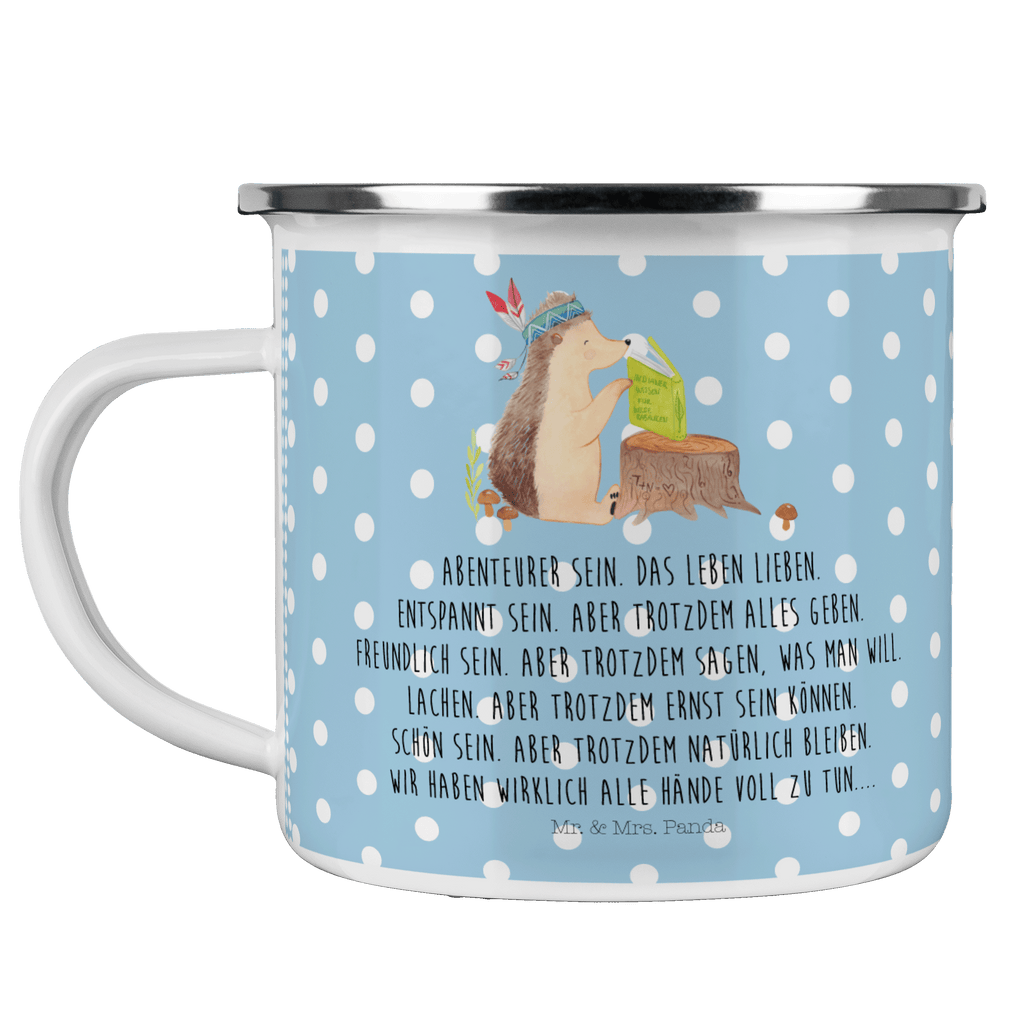 Camping Emaille Tasse Igel Indianer Campingtasse, Trinkbecher, Metalltasse, Outdoor Tasse, Emaille Trinkbecher, Blechtasse Outdoor, Emaille Campingbecher, Edelstahl Trinkbecher, Metalltasse für Camping, Kaffee Blechtasse, Camping Tasse Metall, Waldtiere, Tiere, Igel, Indianer, Abenteuer, Lagerfeuer, Camping