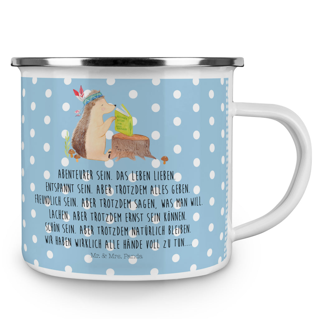 Camping Emaille Tasse Igel Indianer Campingtasse, Trinkbecher, Metalltasse, Outdoor Tasse, Emaille Trinkbecher, Blechtasse Outdoor, Emaille Campingbecher, Edelstahl Trinkbecher, Metalltasse für Camping, Kaffee Blechtasse, Camping Tasse Metall, Waldtiere, Tiere, Igel, Indianer, Abenteuer, Lagerfeuer, Camping