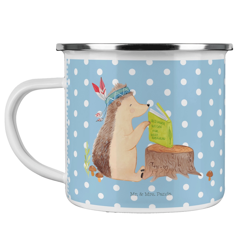 Camping Emaille Tasse Igel Indianer Campingtasse, Trinkbecher, Metalltasse, Outdoor Tasse, Emaille Trinkbecher, Blechtasse Outdoor, Emaille Campingbecher, Edelstahl Trinkbecher, Metalltasse für Camping, Kaffee Blechtasse, Camping Tasse Metall, Waldtiere, Tiere, Igel, Indianer, Abenteuer, Lagerfeuer, Camping