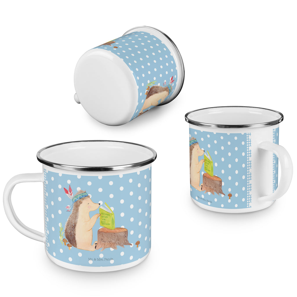 Camping Emaille Tasse Igel Indianer Campingtasse, Trinkbecher, Metalltasse, Outdoor Tasse, Emaille Trinkbecher, Blechtasse Outdoor, Emaille Campingbecher, Edelstahl Trinkbecher, Metalltasse für Camping, Kaffee Blechtasse, Camping Tasse Metall, Waldtiere, Tiere, Igel, Indianer, Abenteuer, Lagerfeuer, Camping