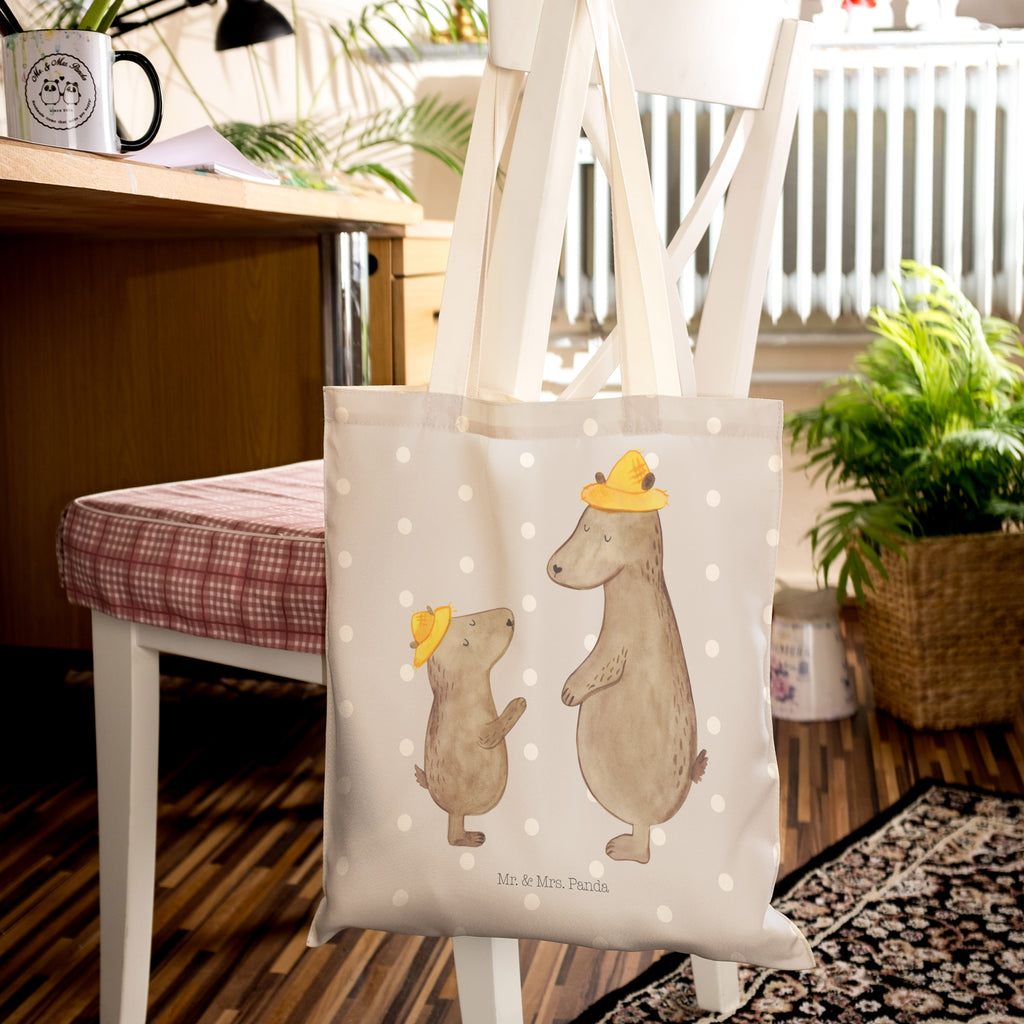 Einkaufstasche Bären mit Hut Tragetasche, Tasche, Beutel, Stofftasche, Baumwolltasche, Umhängetasche, Shopper, Familie, Vatertag, Muttertag, Bruder, Schwester, Mama, Papa, Oma, Opa, Bär, Bären, Vater, Papi, Paps, Dad, Daddy, Lieblingsmensch, Sohn, Söhne, Kind, Kinder, Vater-Sohn, Family, Vorbild