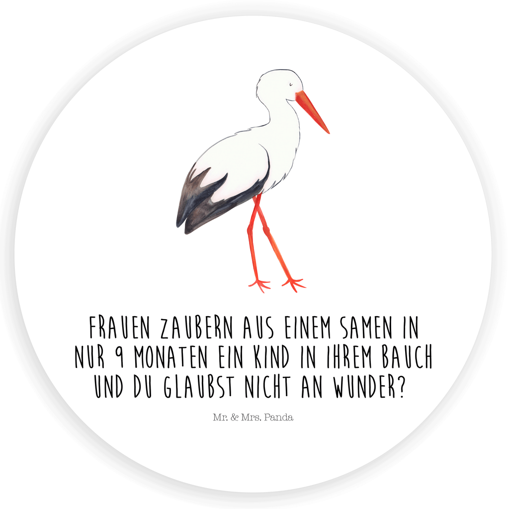 120mm Rund Aufkleber Storch Sticker, Aufkleber, Etikett, Kinder, rund, Tiermotive, Gute Laune, lustige Sprüche, Tiere, Storch, Störche, Schwangerschaft, Geburt, Mutter, Mütter, Mutter werden, Schwanger, Babybauch, Baby