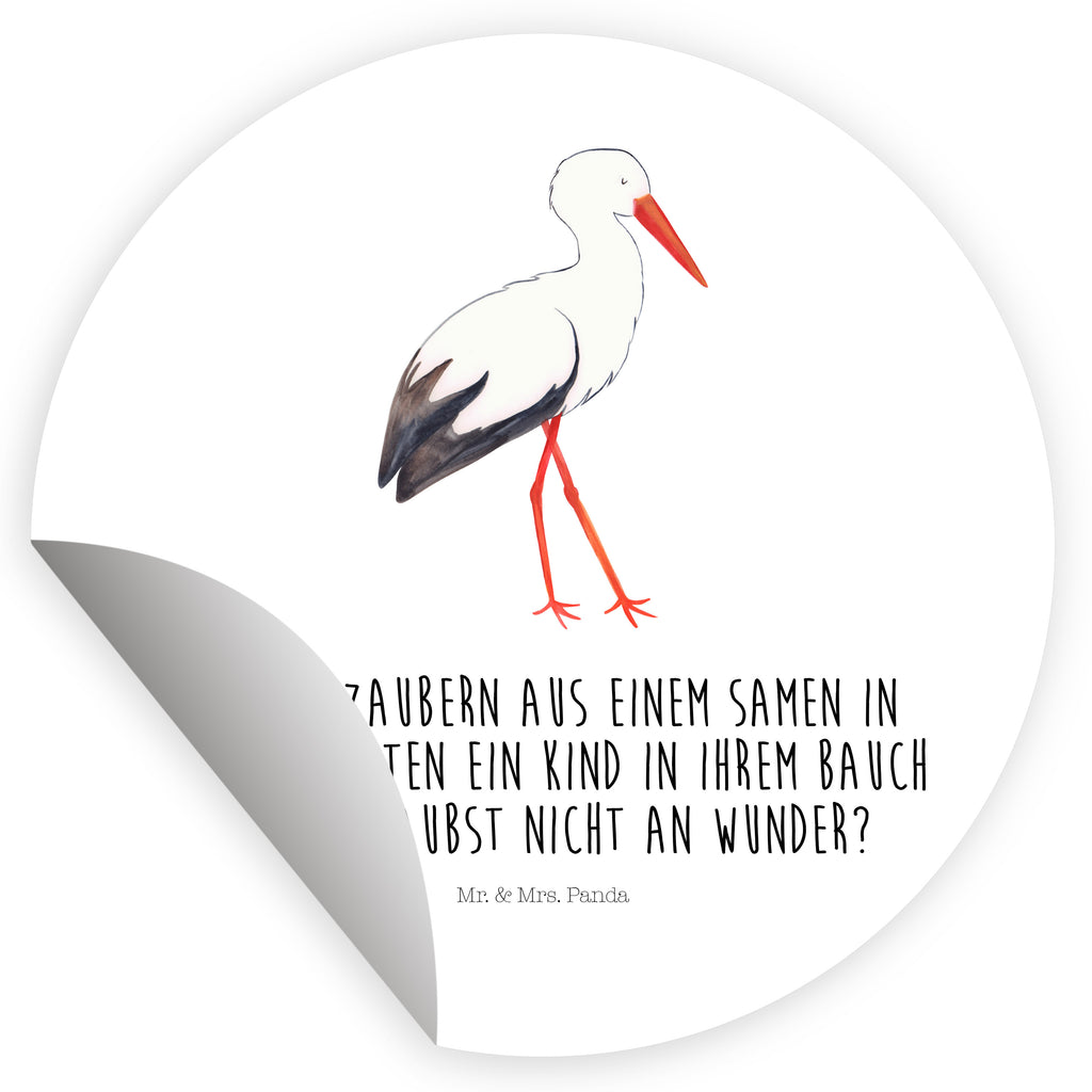 120mm Rund Aufkleber Storch Sticker, Aufkleber, Etikett, Kinder, rund, Tiermotive, Gute Laune, lustige Sprüche, Tiere, Storch, Störche, Schwangerschaft, Geburt, Mutter, Mütter, Mutter werden, Schwanger, Babybauch, Baby