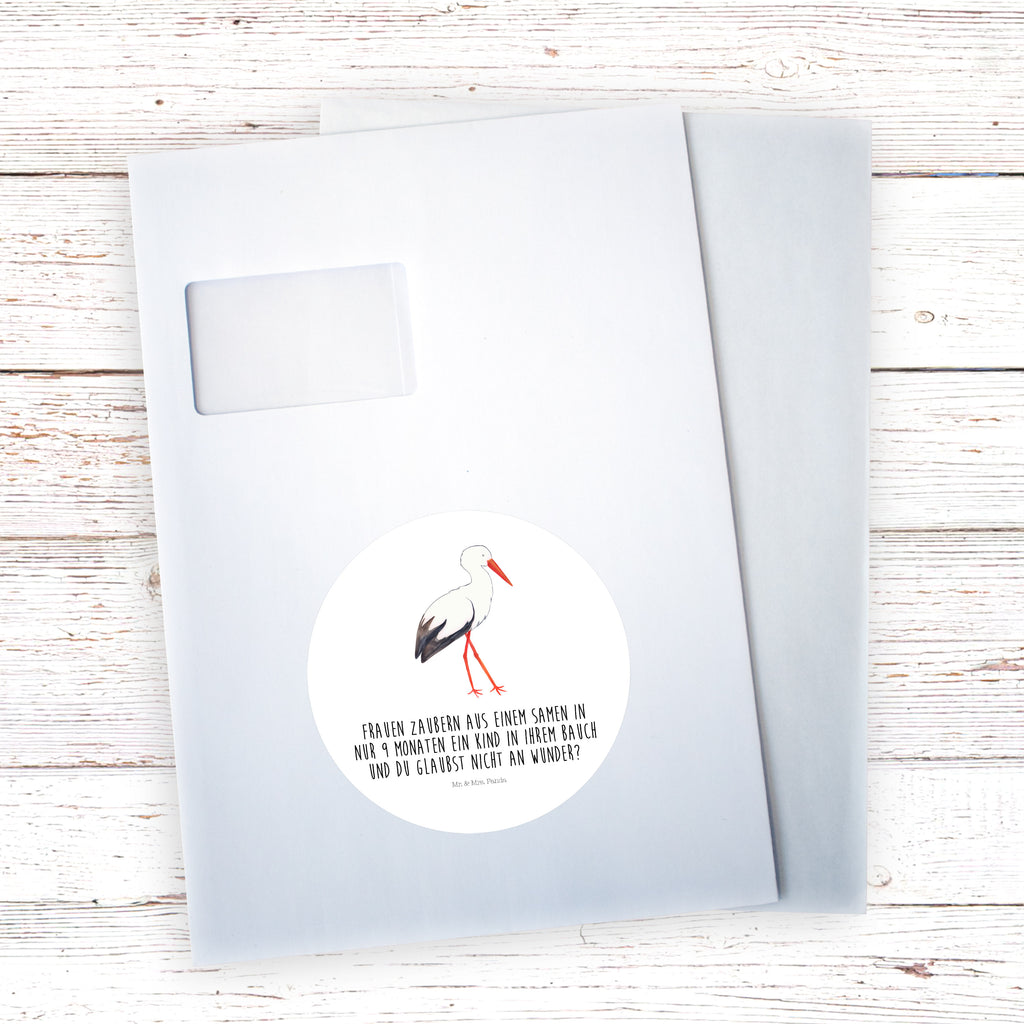 120mm Rund Aufkleber Storch Sticker, Aufkleber, Etikett, Kinder, rund, Tiermotive, Gute Laune, lustige Sprüche, Tiere, Storch, Störche, Schwangerschaft, Geburt, Mutter, Mütter, Mutter werden, Schwanger, Babybauch, Baby