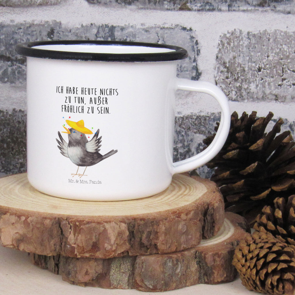XL Emaille Tasse Rabe mit Sombrero XL Emaille Tasse, Metalltasse, Kaffeetasse, Tasse, Becher, Kaffeebecher, Camping, Campingbecher, Tassendruck, Metall-Tasse, Deko-Becher, emailliert, Outdoor Tasse, Trinkbecher, bruchsicher, Emaille-Optik, Motivtasse, Outdoor Kaffeetasse, Tiermotive, Gute Laune, lustige Sprüche, Tiere, Rabe, Vogel, Vögel, Spruch positiv, fröhlich sein, glücklich sein, Glück Spruch, froh, Elster, Motivation