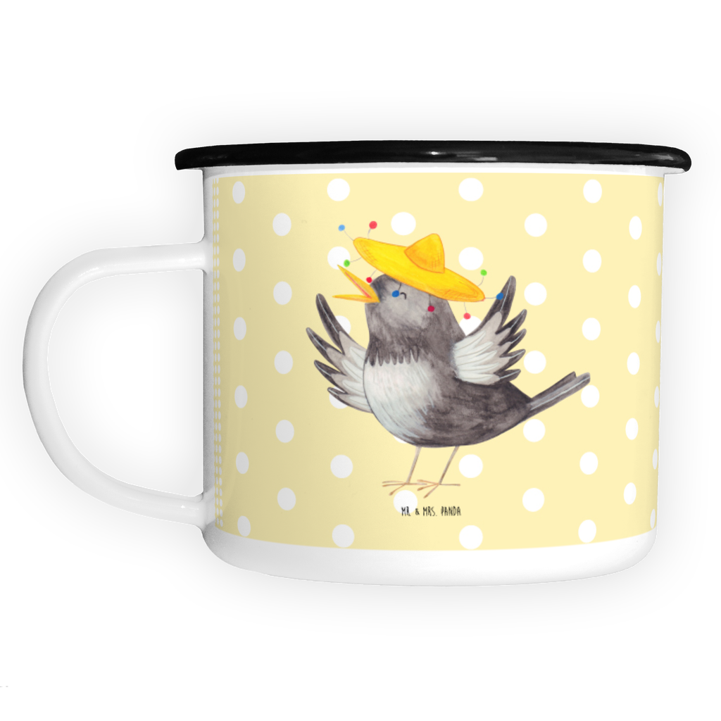 XL Emaille Tasse Rabe mit Sombrero XL Emaille Tasse, Metalltasse, Kaffeetasse, Tasse, Becher, Kaffeebecher, Camping, Campingbecher, Tassendruck, Metall-Tasse, Deko-Becher, emailliert, Outdoor Tasse, Trinkbecher, bruchsicher, Emaille-Optik, Motivtasse, Outdoor Kaffeetasse, Tiermotive, Gute Laune, lustige Sprüche, Tiere, Rabe, Vogel, Vögel, Spruch positiv, fröhlich sein, glücklich sein, Glück Spruch, froh, Elster, Motivation