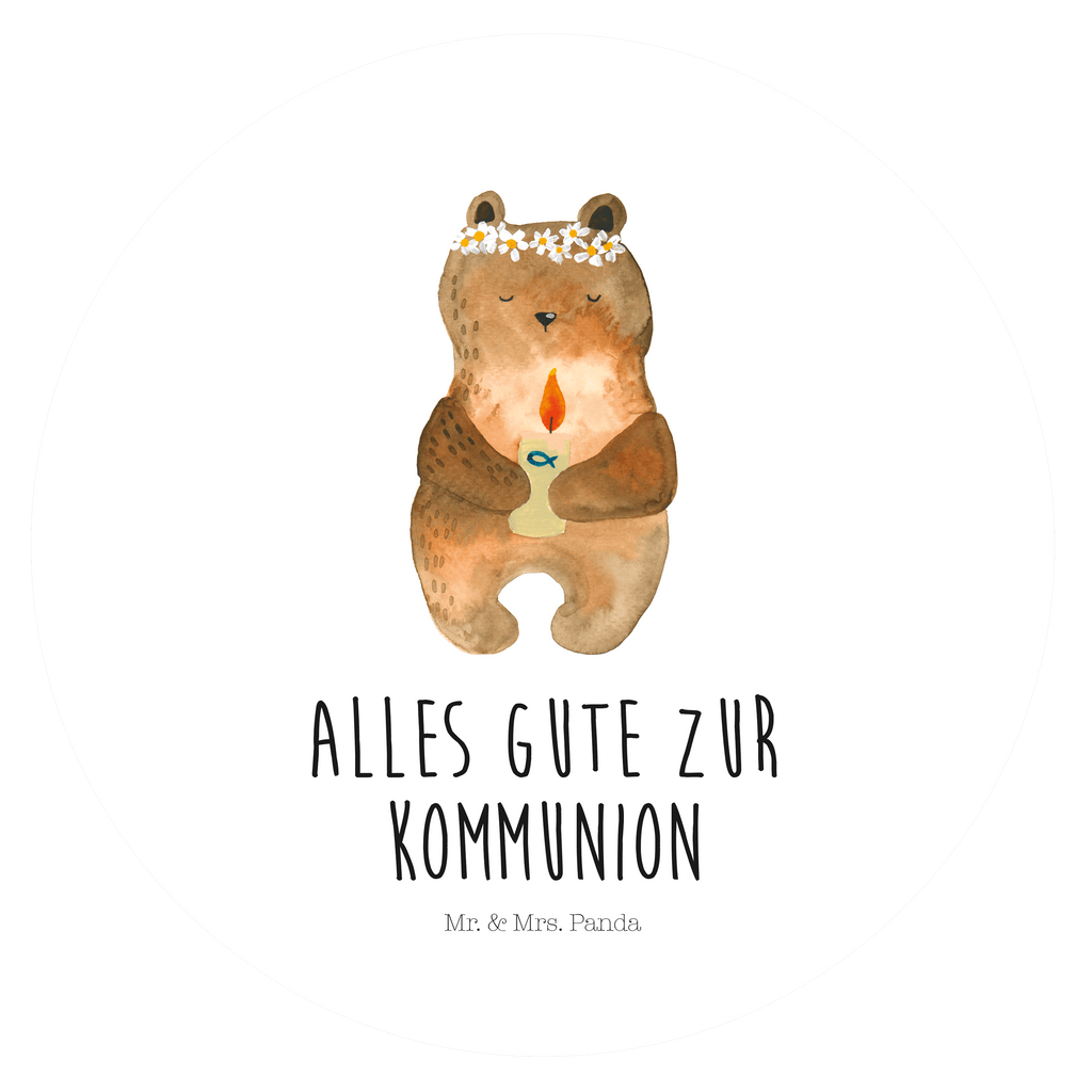 120mm Rund Aufkleber Kommunion-Bär Sticker, Aufkleber, Etikett, Kinder, rund, Bär, Teddy, Teddybär, Kommunion, Gottes Segen, Taufkerze, katholisch