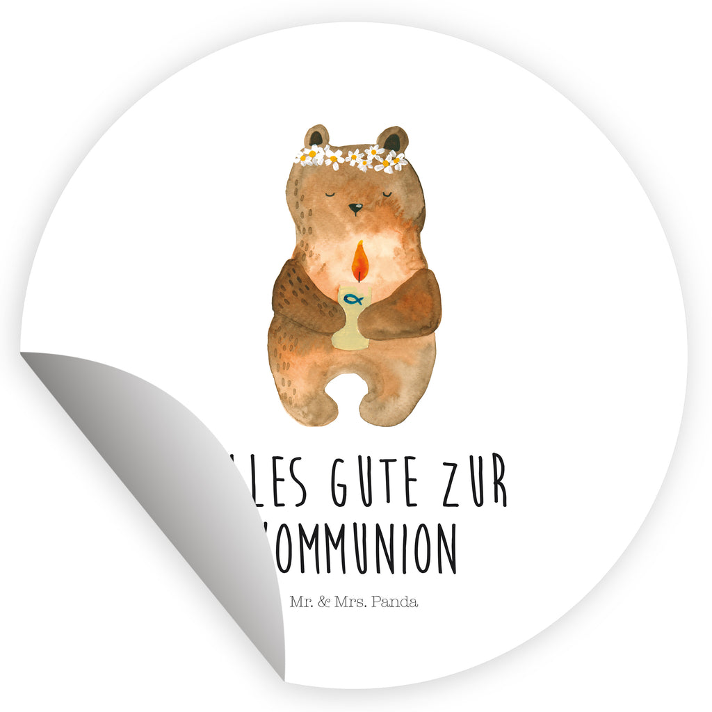 120mm Rund Aufkleber Kommunion-Bär Sticker, Aufkleber, Etikett, Kinder, rund, Bär, Teddy, Teddybär, Kommunion, Gottes Segen, Taufkerze, katholisch