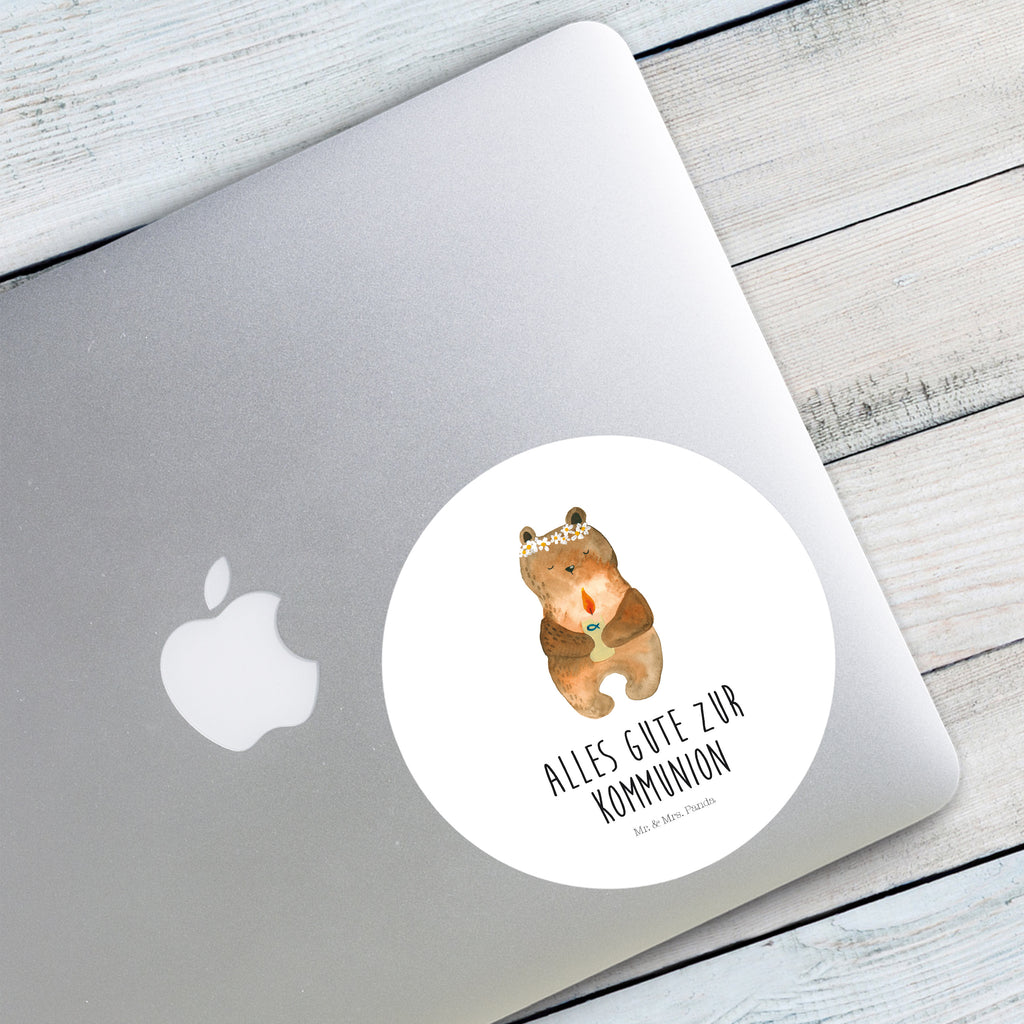 120mm Rund Aufkleber Kommunion-Bär Sticker, Aufkleber, Etikett, Kinder, rund, Bär, Teddy, Teddybär, Kommunion, Gottes Segen, Taufkerze, katholisch