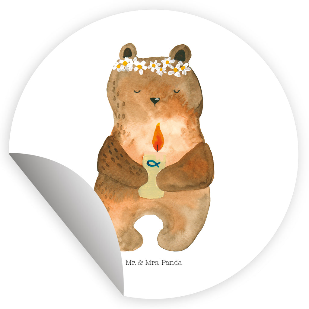 120mm Rund Aufkleber Kommunion-Bär Sticker, Aufkleber, Etikett, Kinder, rund, Bär, Teddy, Teddybär, Kommunion, Gottes Segen, Taufkerze, katholisch
