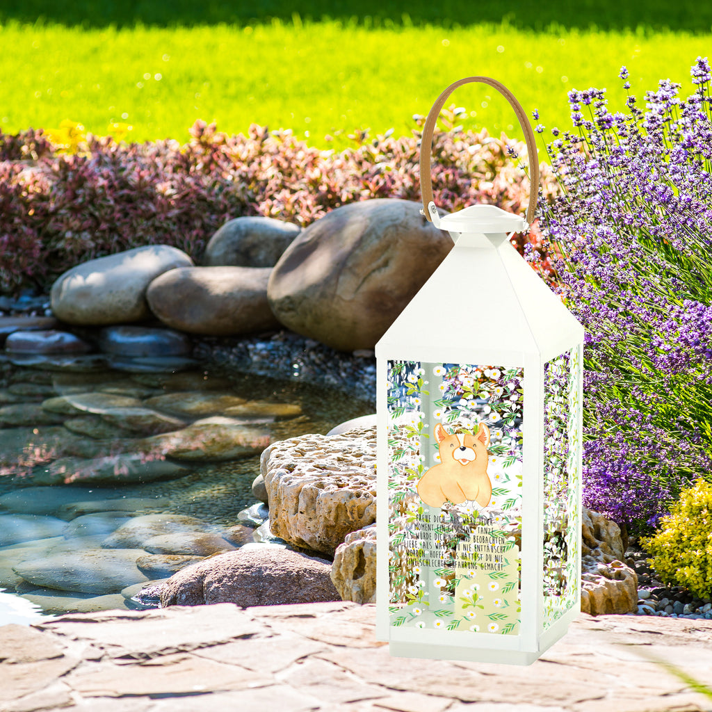 Deko Laterne Corgie Gartenlampe, Gartenleuchte, Gartendekoration, Gartenlicht, Laterne  kleine Laternen, XXL Laternen, Laterne groß, Hund, Hundemotiv, Haustier, Hunderasse, Tierliebhaber, Hundebesitzer, Sprüche, Corgie, Welsh Corgie Pembroke, britisch, Motivation, Spruch, Hundespruch, Lebensfreude