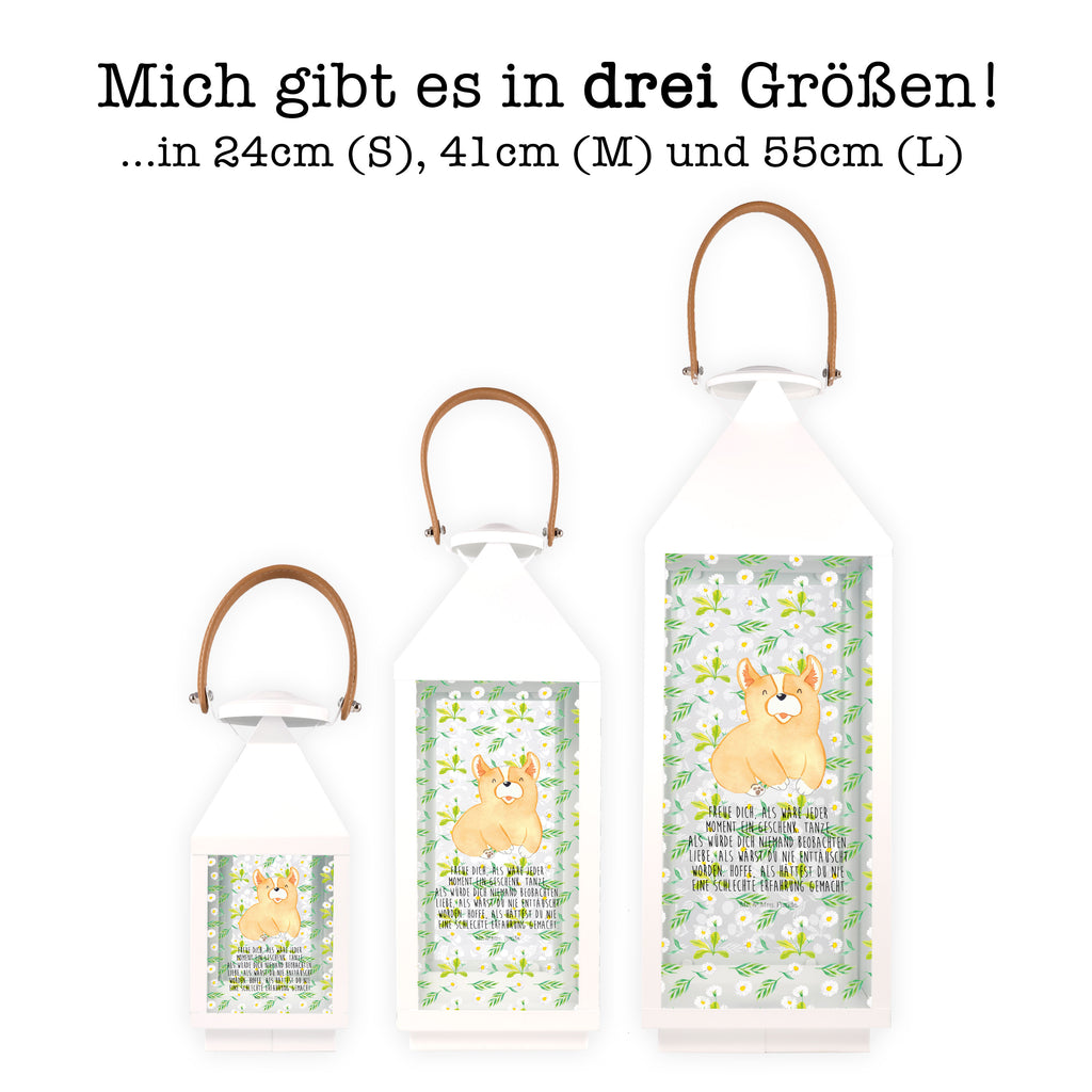 Deko Laterne Corgie Gartenlampe, Gartenleuchte, Gartendekoration, Gartenlicht, Laterne  kleine Laternen, XXL Laternen, Laterne groß, Hund, Hundemotiv, Haustier, Hunderasse, Tierliebhaber, Hundebesitzer, Sprüche, Corgie, Welsh Corgie Pembroke, britisch, Motivation, Spruch, Hundespruch, Lebensfreude