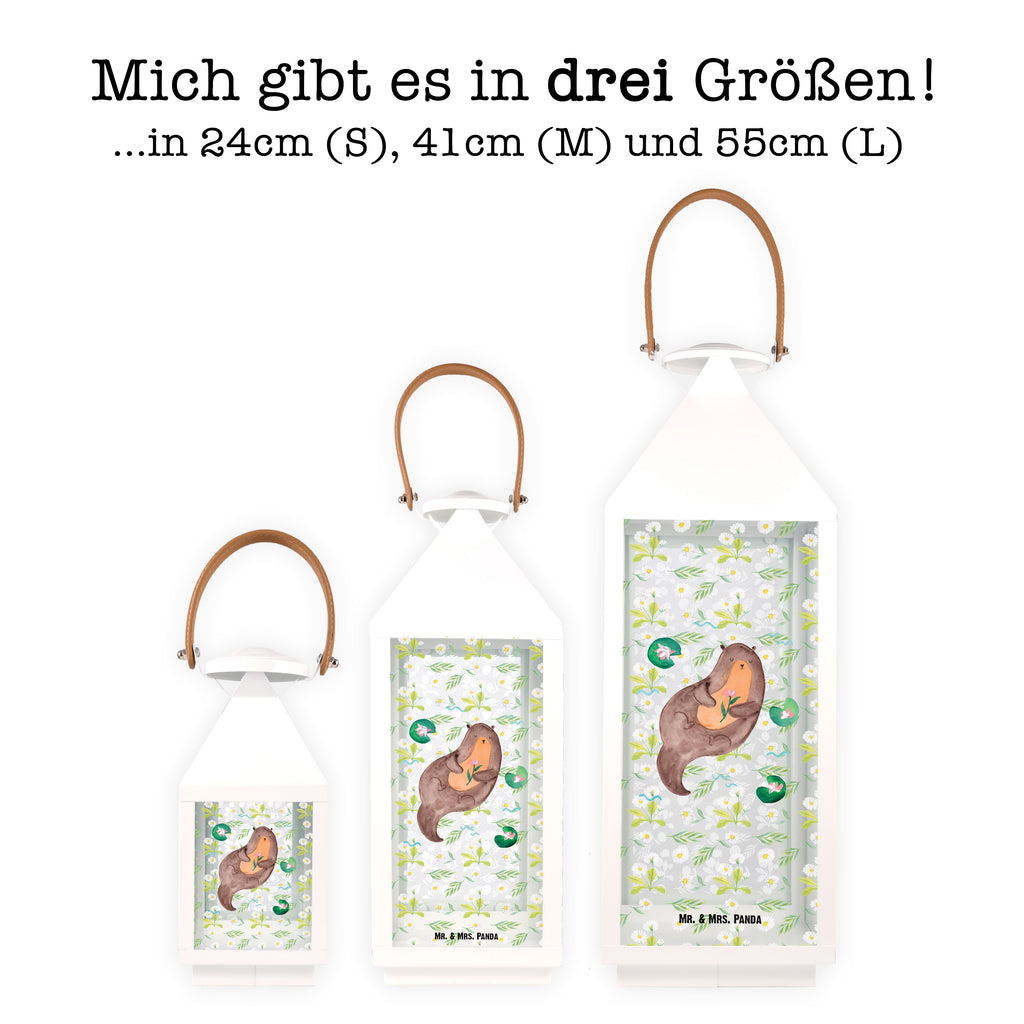 Deko Laterne Otter mit Seerose Gartenlampe, Gartenleuchte, Gartendekoration, Gartenlicht, Laterne  kleine Laternen, XXL Laternen, Laterne groß, Otter, Fischotter, Seeotter, Otter Seeotter See Otter