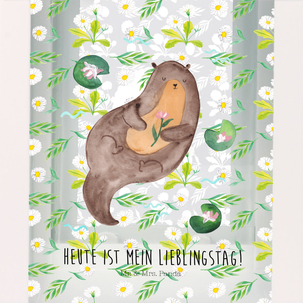 Deko Laterne Otter mit Seerose Gartenlampe, Gartenleuchte, Gartendekoration, Gartenlicht, Laterne  kleine Laternen, XXL Laternen, Laterne groß, Otter, Fischotter, Seeotter, Otter Seeotter See Otter