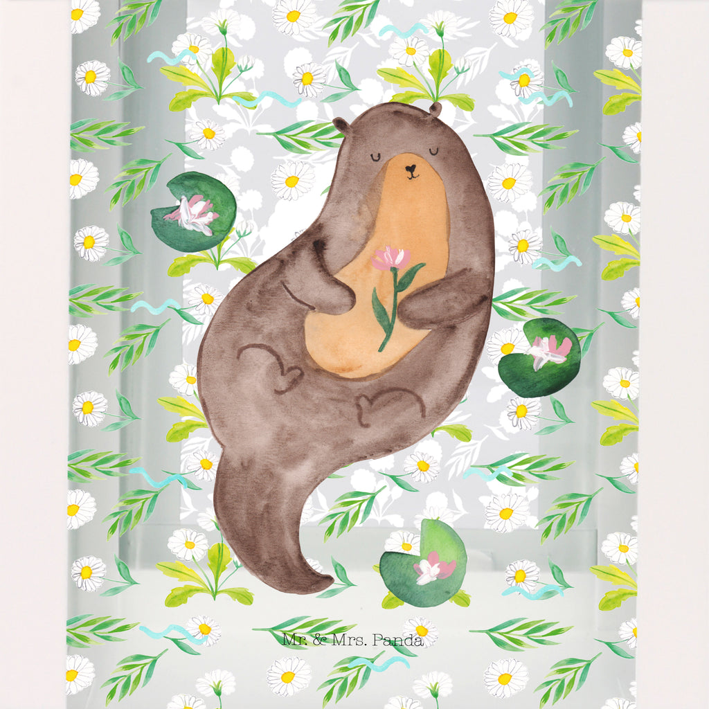 Deko Laterne Otter mit Seerose Gartenlampe, Gartenleuchte, Gartendekoration, Gartenlicht, Laterne  kleine Laternen, XXL Laternen, Laterne groß, Otter, Fischotter, Seeotter, Otter Seeotter See Otter