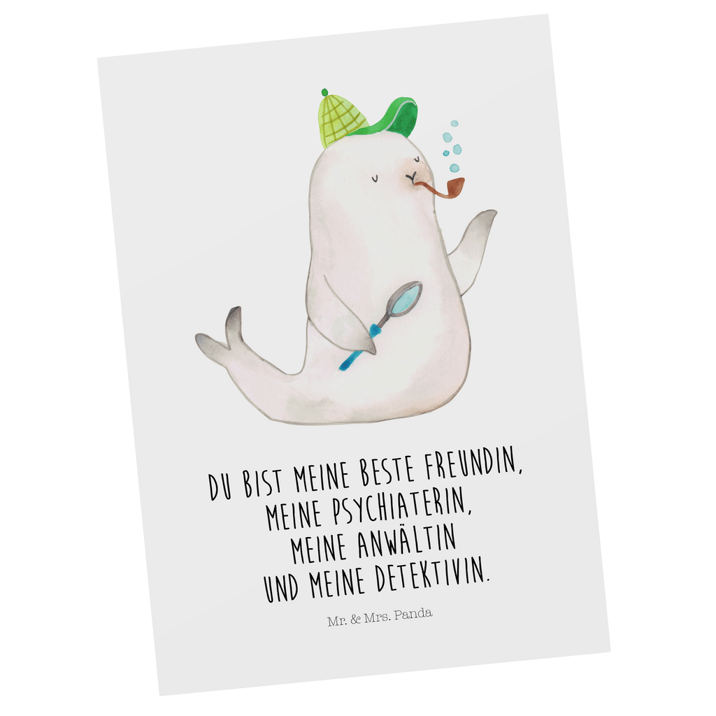 Postkarte Robbe Sherlock Geschenkkarte, Grußkarte, Karte, Einladung, Ansichtskarte, Geburtstagskarte, Einladungskarte, Dankeskarte, Tiermotive, Gute Laune, lustige Sprüche, Tiere