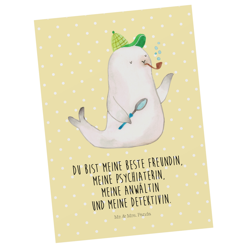 Postkarte Robbe Sherlock Geschenkkarte, Grußkarte, Karte, Einladung, Ansichtskarte, Geburtstagskarte, Einladungskarte, Dankeskarte, Tiermotive, Gute Laune, lustige Sprüche, Tiere