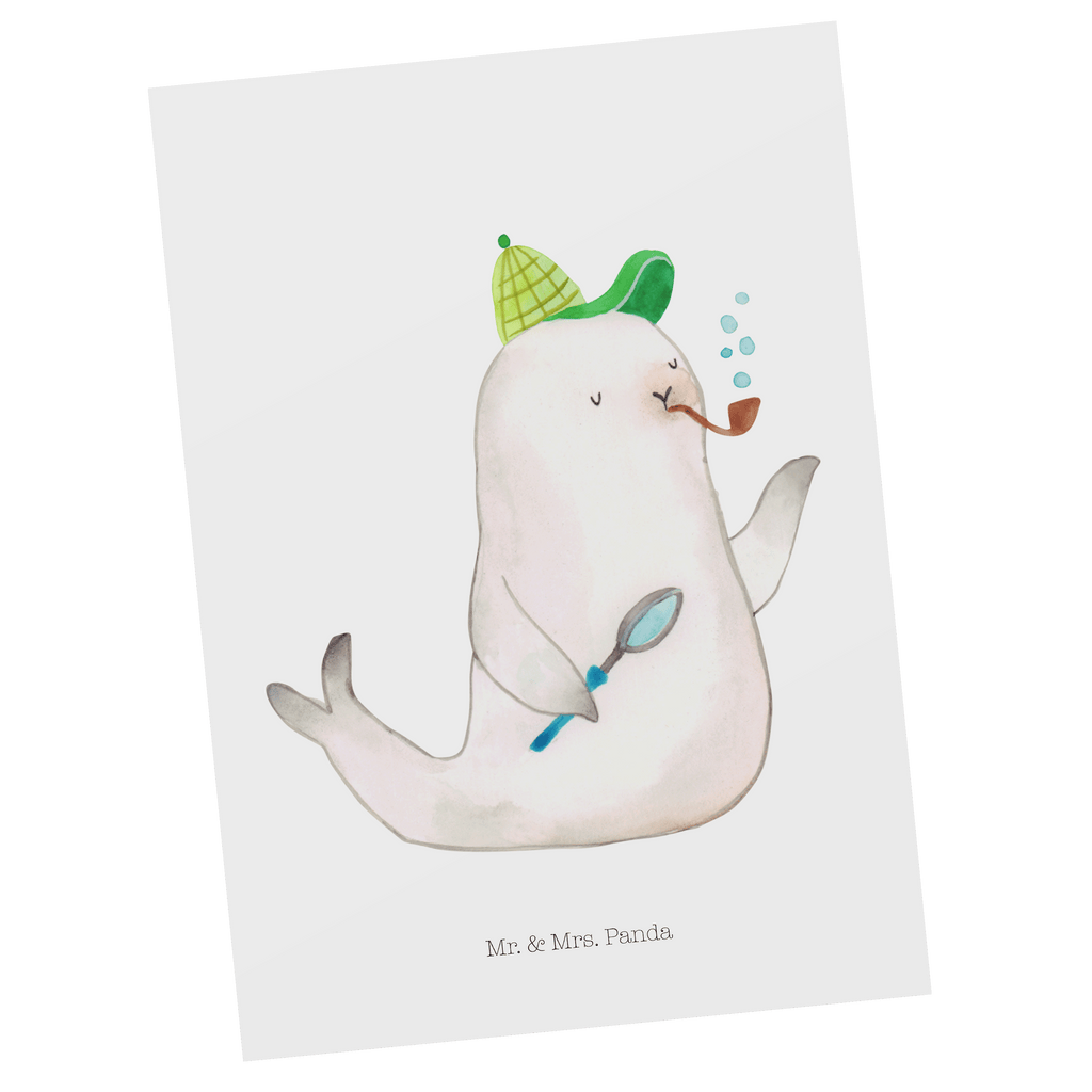 Postkarte Robbe Sherlock Geschenkkarte, Grußkarte, Karte, Einladung, Ansichtskarte, Geburtstagskarte, Einladungskarte, Dankeskarte, Tiermotive, Gute Laune, lustige Sprüche, Tiere