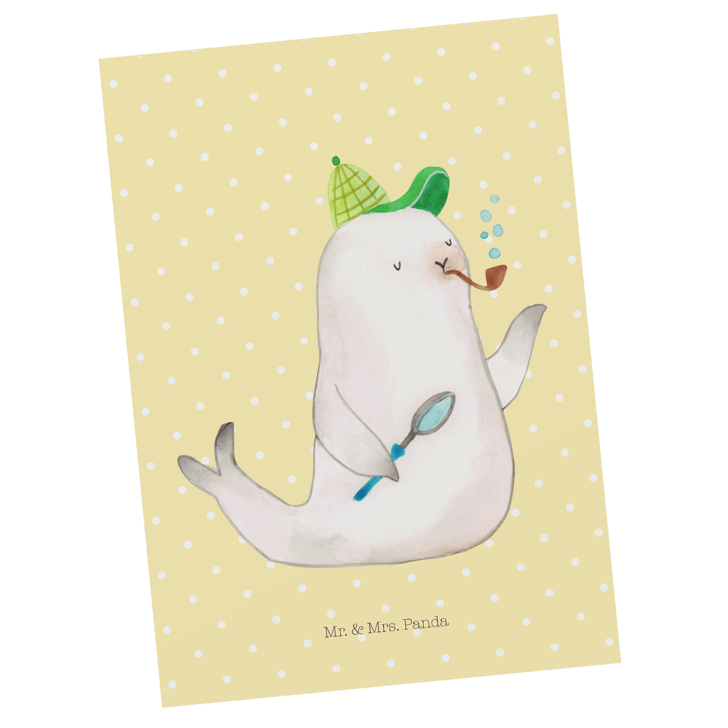 Postkarte Robbe Sherlock Geschenkkarte, Grußkarte, Karte, Einladung, Ansichtskarte, Geburtstagskarte, Einladungskarte, Dankeskarte, Tiermotive, Gute Laune, lustige Sprüche, Tiere