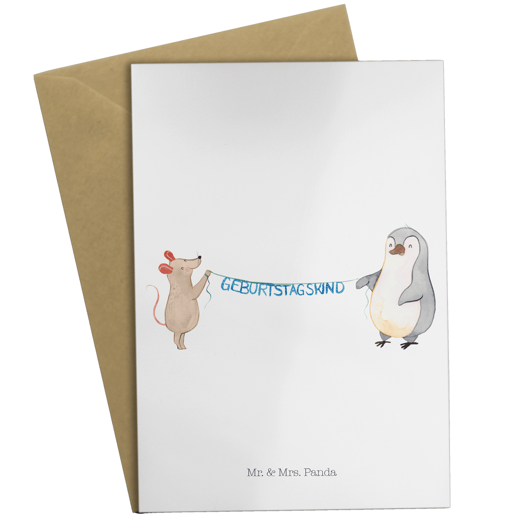 Grußkarte Maus Pinguin Geburtstag Klappkarte, Einladungskarte, Glückwunschkarte, Hochzeitskarte, Geburtstagskarte, Karte, Geburtstag, Geburtstagsgeschenk, Geschenk, Maus, Pinguin, Geburtstage, Happy Birthday, Geburtstagsfeier