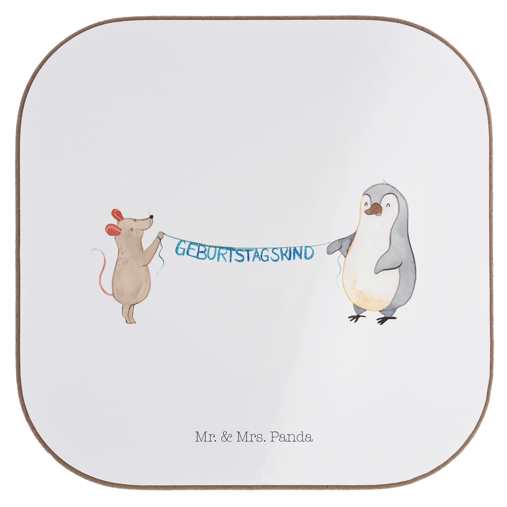 Quadratische Untersetzer Maus Pinguin Geburtstag Bierdeckel, Glasuntersetzer, Untersetzer Gläser, Getränkeuntersetzer, Geburtstag, Geburtstagsgeschenk, Geschenk, Maus, Pinguin, Geburtstage, Happy Birthday, Geburtstagsfeier