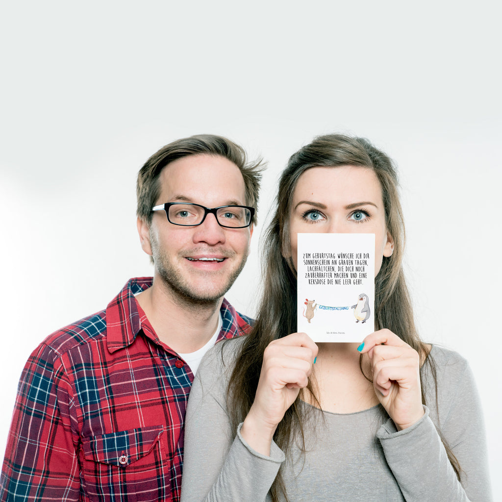 Postkarte Maus Pinguin Geburtstag Geschenkkarte, Grußkarte, Karte, Einladung, Ansichtskarte, Geburtstagskarte, Einladungskarte, Dankeskarte, Geburtstag, Geburtstagsgeschenk, Geschenk, Maus, Pinguin, Geburtstage, Happy Birthday, Geburtstagsfeier