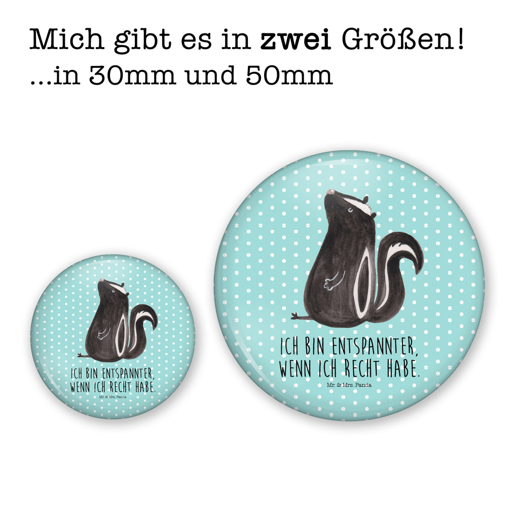 50mm Button Stinktier sitzend 50mm Button, Button, Pin, Anstecknadel, Stinktier, Skunk, Wildtier, Raubtier, Stinker, Stinki, Spruch, Büro, Recht, Besserwisser