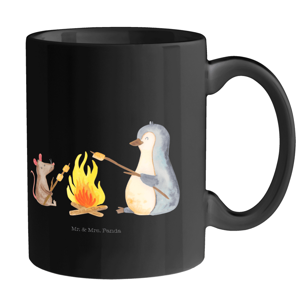 Tasse Pinguin Lagerfeuer Pinguin, Maus, Pinguine, Lagerfeuer, Leben, Arbeit, Job, Motivation, Büro, Büroalltag, Lebensspruch, Lebensmotivation, Neustart, Liebe, grillen, Feuer, Marshmallows Becher, Kaffeetasse, Kaffeebecher, Tee, Frühstück, Büro  Pinguin