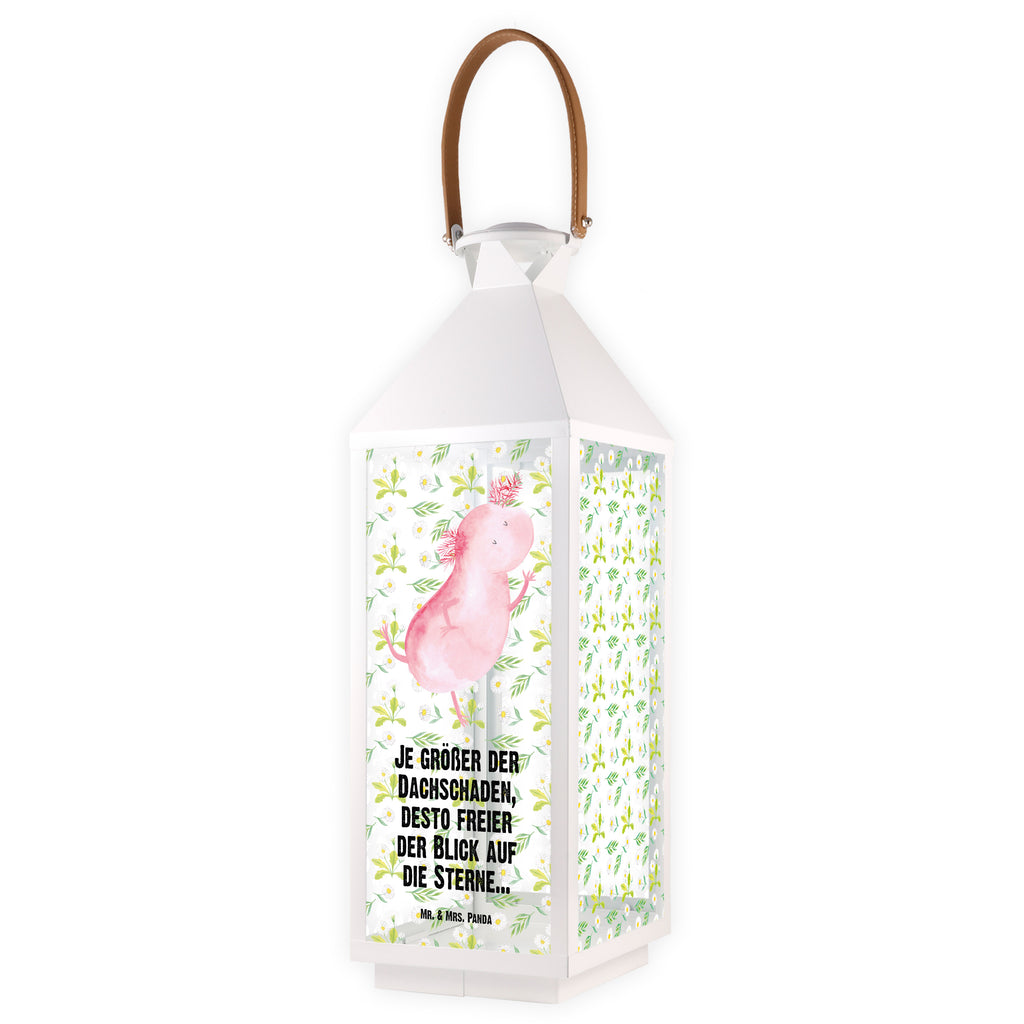Deko Laterne Axolotl tanzt Gartenlampe, Gartenleuchte, Gartendekoration, Gartenlicht, Laterne  kleine Laternen, XXL Laternen, Laterne groß, Axolotl, Molch, Axolot, Schwanzlurch, Lurch, Lurche, Dachschaden, Sterne, verrückt, Freundin, beste Freundin