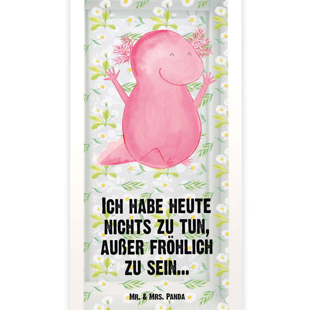 Deko Laterne Axolotl Hurra Gartenlampe, Gartenleuchte, Gartendekoration, Gartenlicht, Laterne  kleine Laternen, XXL Laternen, Laterne groß, Axolotl, Molch, Axolot, Schwanzlurch, Lurch, Lurche, fröhlich, Spaß, Freude, Motivation, Zufriedenheit