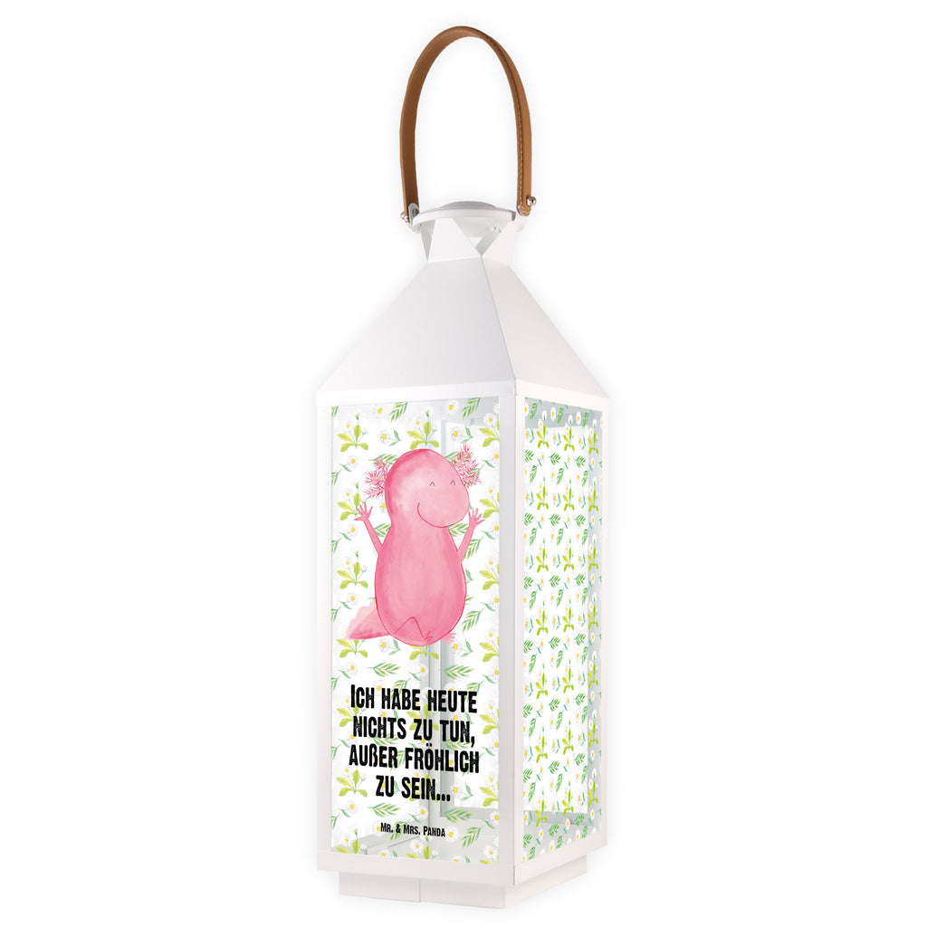 Deko Laterne Axolotl Hurra Gartenlampe, Gartenleuchte, Gartendekoration, Gartenlicht, Laterne  kleine Laternen, XXL Laternen, Laterne groß, Axolotl, Molch, Axolot, Schwanzlurch, Lurch, Lurche, fröhlich, Spaß, Freude, Motivation, Zufriedenheit