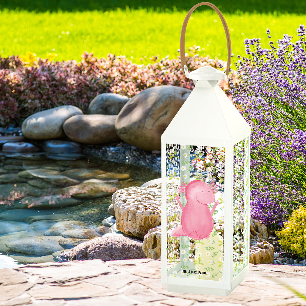 Deko Laterne Axolotl Hurra Gartenlampe, Gartenleuchte, Gartendekoration, Gartenlicht, Laterne  kleine Laternen, XXL Laternen, Laterne groß, Axolotl, Molch, Axolot, Schwanzlurch, Lurch, Lurche, fröhlich, Spaß, Freude, Motivation, Zufriedenheit