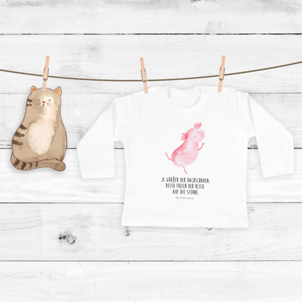 3-6 Monate Baby Longsleeve Axolotl tanzt Mädchen, Jungen, Baby, Langarm, Bio, Kleidung, Axolotl, Molch, Axolot, Schwanzlurch, Lurch, Lurche, Dachschaden, Sterne, verrückt, Freundin, beste Freundin