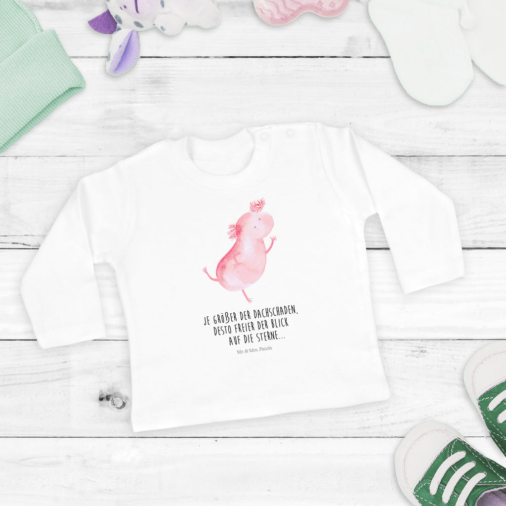 3-6 Monate Baby Longsleeve Axolotl tanzt Mädchen, Jungen, Baby, Langarm, Bio, Kleidung, Axolotl, Molch, Axolot, Schwanzlurch, Lurch, Lurche, Dachschaden, Sterne, verrückt, Freundin, beste Freundin