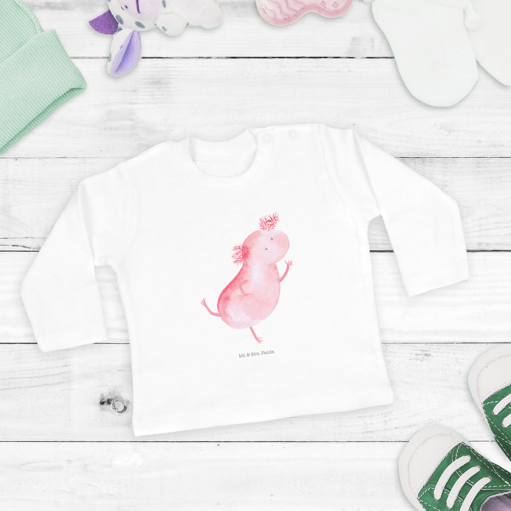 3-6 Monate Baby Longsleeve Axolotl tanzt Mädchen, Jungen, Baby, Langarm, Bio, Kleidung, Axolotl, Molch, Axolot, Schwanzlurch, Lurch, Lurche, Dachschaden, Sterne, verrückt, Freundin, beste Freundin