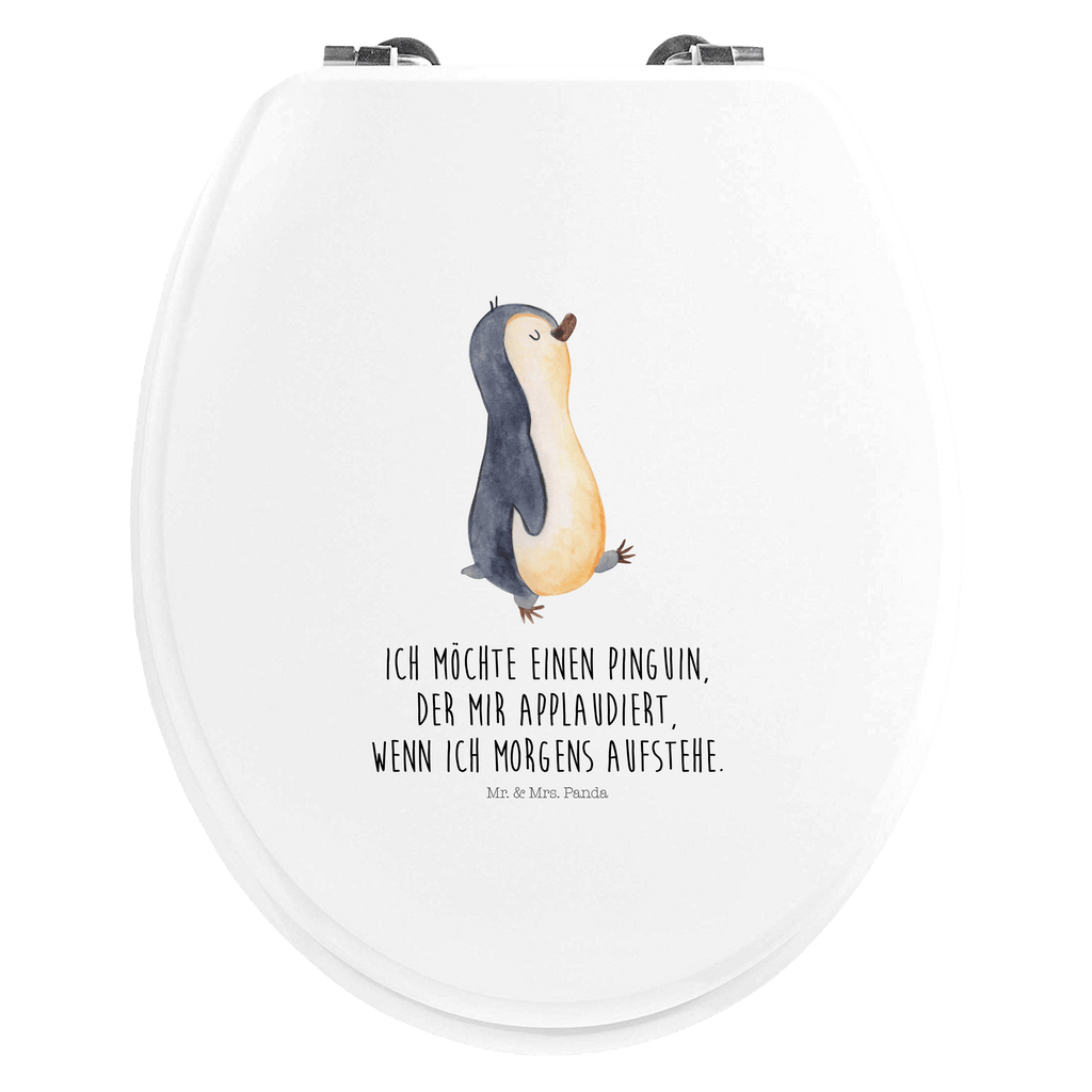 Motiv WC Sitz Pinguin marschierend Klobrille, Klodeckel, Toilettendeckel, WC-Sitz, Toilette, Pinguin, Pinguine, Frühaufsteher, Langschläfer, Bruder, Schwester, Familie